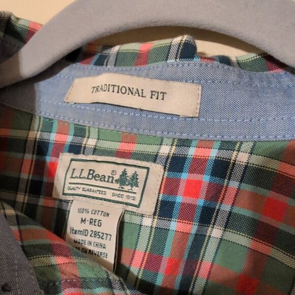 L.L.Bean Flannel Shirt Men’s Sz M Traditional Fit Multi Color Plaid Long Sleeve - Picture 2 of 6